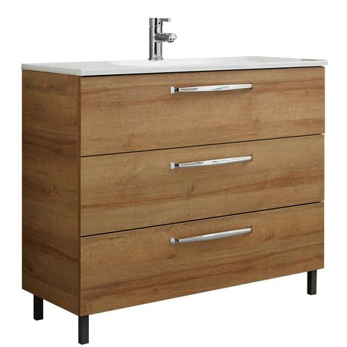 Xora Waschtischunterschrank Luga , Eiche , Metall , 2 Schubladen , 100x77x43 cm , Zusatzausstattung erhältlich, stehend, hängend, Typenauswahl ,