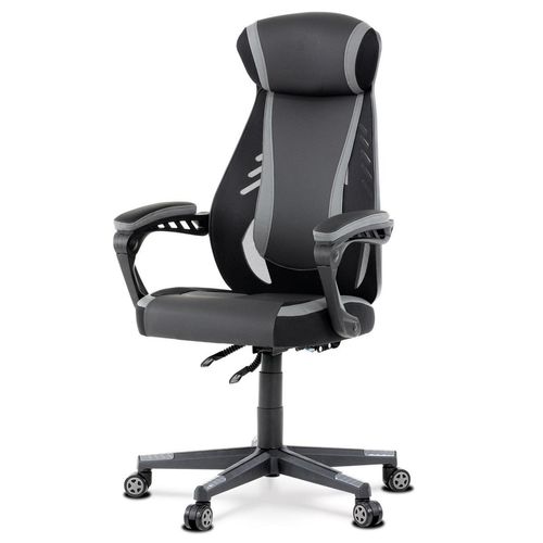 Gaming -Stuhl, Grau, schwarzes Öko -Leder und schwarzes Stoff und Maschennetz, PCA -Moss - Ka -Y213 Gray Action
