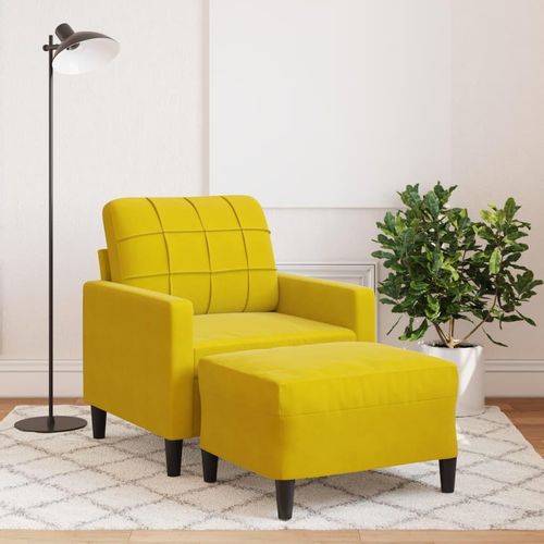 Sessel mit Hocker Gelb 60 cm Samt