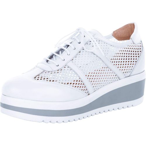 Schnürschuh HEINE, Damen, Gr. 36, weiß, Leder, Synthetik, Textil, Schuhe