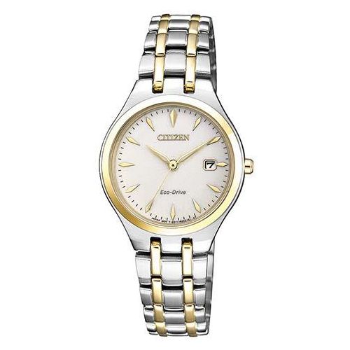 Solaruhr CITIZEN, silber (silbergoldfarben), Armbanduhren, Damen, Armbanduhr, Damenuhr, Edelstahlarmband, Datum