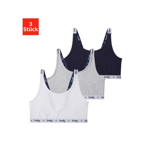 Bustier BUFFALO, Mädchen, Gr. 182, N-Gr, bunt (weiß, grau, meliert, navy), Jersey, Obermaterial: 92% Baumwolle, 8% Elasthan, unifarben, Basic, körpernah, BHs, mit bedruckten Trägern