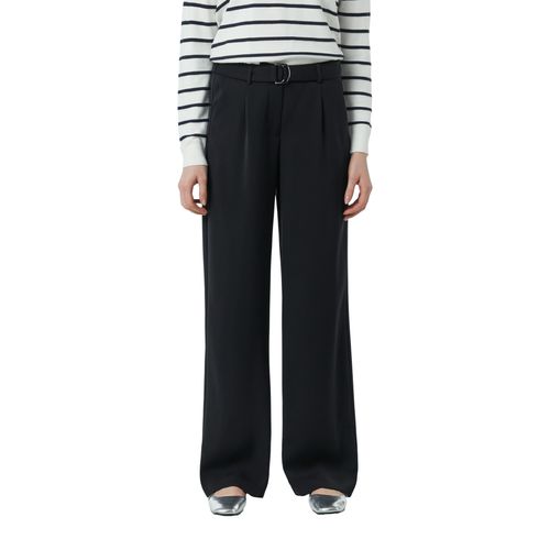 Bundfaltenhose COMMA, Damen, Gr. 36, N-Gr, blau, Web, Obermaterial: 100% Polyester, unifarben, casual, weit lang, Hosen, mit Gürtel