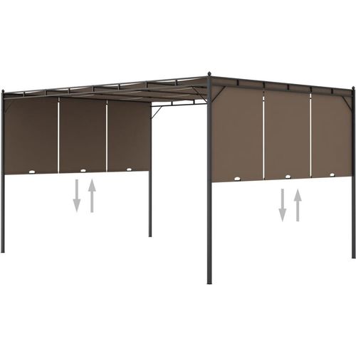 Gartenpavillon mit Seitenvorhang 4x3x2,25 m Taupe