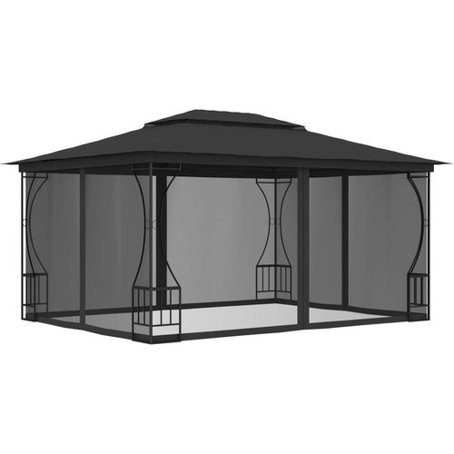 Pavillon mit Netz 300x400x265 cm Anthrazit