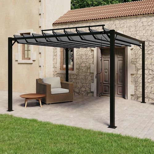 Pergola mit Lamellendach 3x3 m Anthrazit Stoff und Aluminium