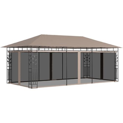 Pavillon mit Moskitonetz 6x3x2,73 m Taupe 180 g/m²