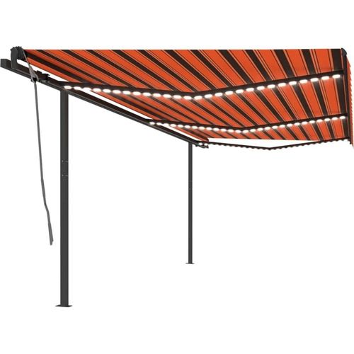 Markise Manuell Einziehbar mit LED 6x3 m Orange und Braun