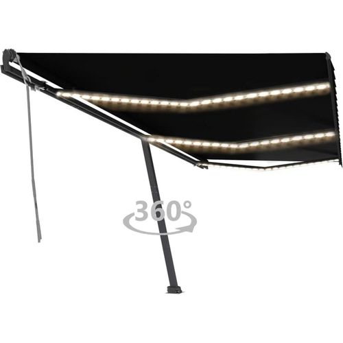 Markise Manuell Einziehbar mit LED 600x300 cm Anthrazit
