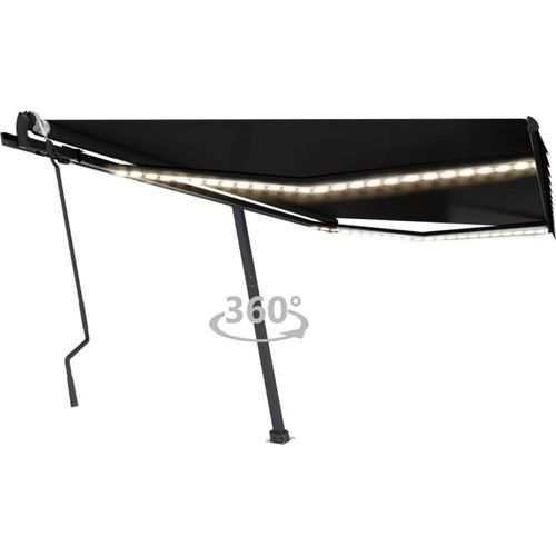 Markise Manuell Einziehbar mit LED 400x300 cm Anthrazit