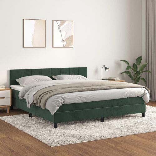 [Home] Boxspringbett mit Matratze Dunkelgrün 160x200 cm Samt , Neue Mode 2024 im häuslichen Leben
