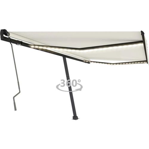 Markise Manuell Einziehbar mit LED 450x350 cm Creme