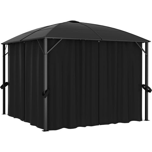 Pavillon mit Vorhängen 300 x 300 x 265 cm Anthrazit