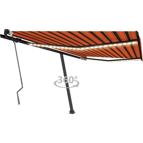 Markise Manuell Einziehbar mit LED 450x300 cm Orange und Braun