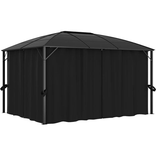 Pavillon mit Vorhängen 400 x 300 x 265 cm Anthrazit