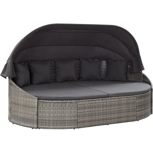 Outdoor-Loungebett mit Dach Grau