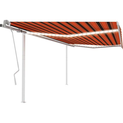 Markise Manuell Einziehbar mit LED 4x3 m Orange Braun