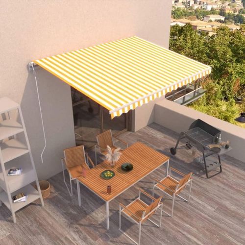 Markise Automatisch Einziehbar 450x350 cm Gelb und Weiß 3069008