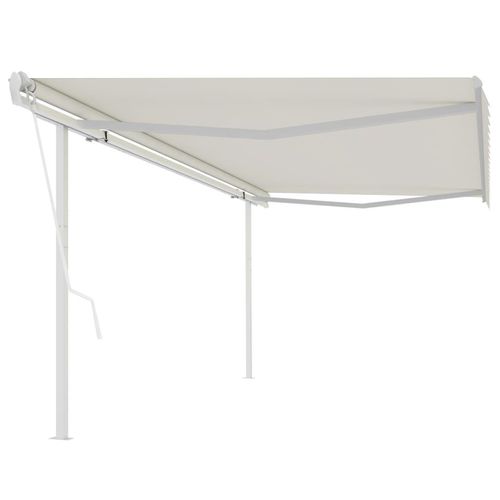 Markise Automatisch Einziehbar mit Pfosten 5x3,5 m Creme