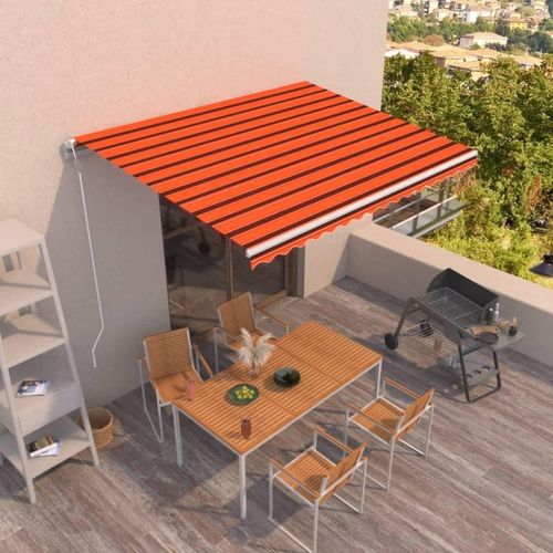 Markise Automatisch Einziehbar 450x350 cm Orange und Braun 3069010