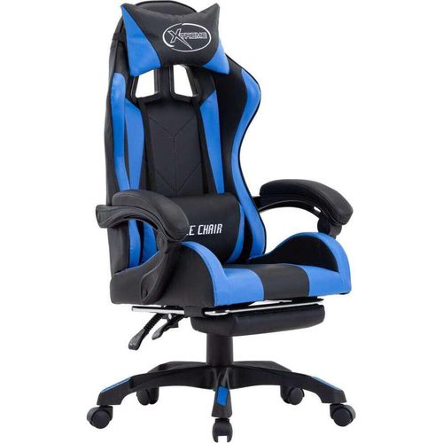 Gaming-Stuhl mit Fußstütze Blau und Schwarz Kunstleder