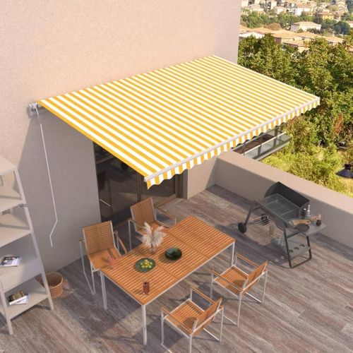 Markise Automatisch Einziehbar 500x350 cm Gelb und Weiß