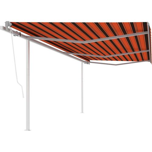 Markise Automatisch Einziehbar mit Pfosten 6x3 m Orange Braun