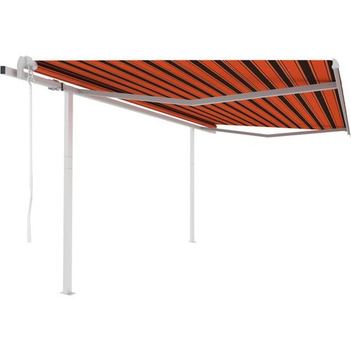 Markise Automatisch Einziehbar mit Pfosten 4x3 m Orange Braun