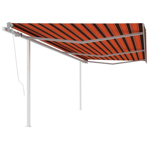 Markise Automatisch Einziehbar mit Pfosten 6x3,5 m Orange Braun