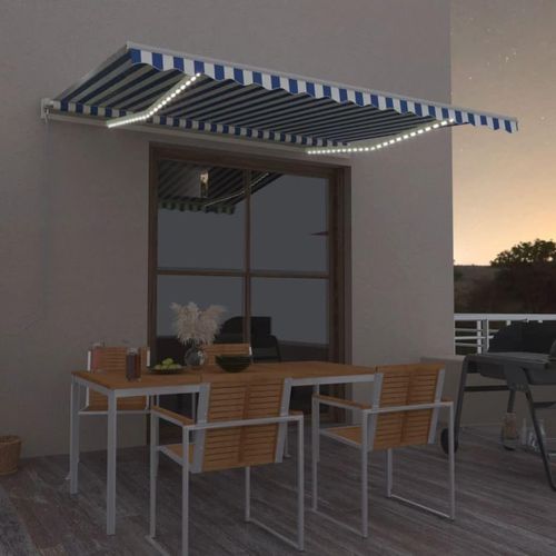 Möbel Automatische Markise mit LED & Windsensor 450x350 Blau und Weiß - Markisen 3069011