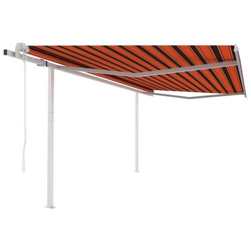 Markise Automatisch Einziehbar mit Pfosten 4,5x3 m Orange Braun