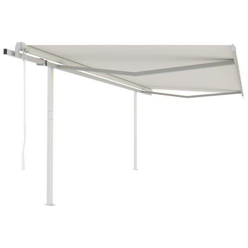 Markise Automatisch Einziehbar mit Pfosten 4,5x3,5 m Creme