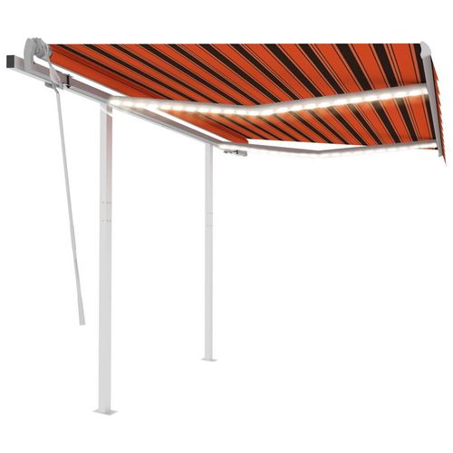 Markise Manuell Einziehbar mit LED 3,5x2,5 m Orange Braun