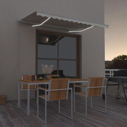 Markise Manuell Einziehbar mit LED 350x250 cm Creme 3068882