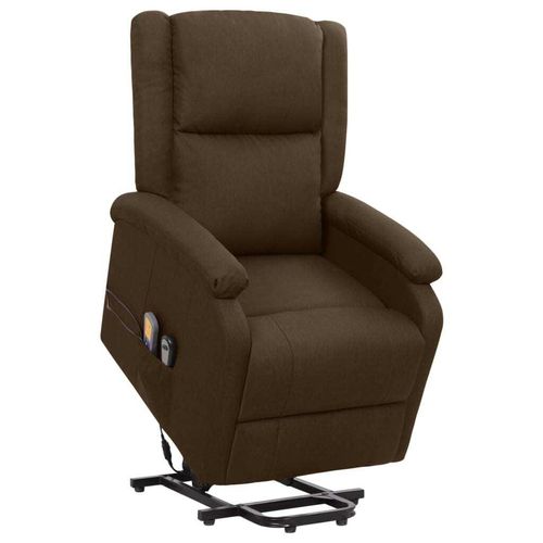 Massagesessel mit Aufstehhilfe Dunkelbraun Stoff