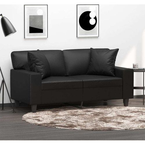 2-Sitzer-Sofa mit Zierkissen Schwarz 120 cm Kunstleder