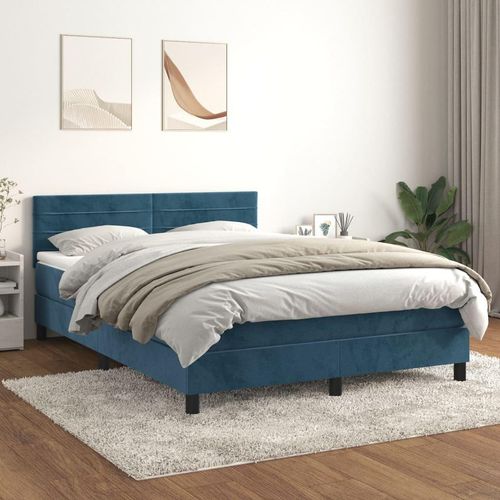 Bettgestell - Boxspringbett mit Matratze Dunkelblau 140x190 cm Samt Oktober 11801