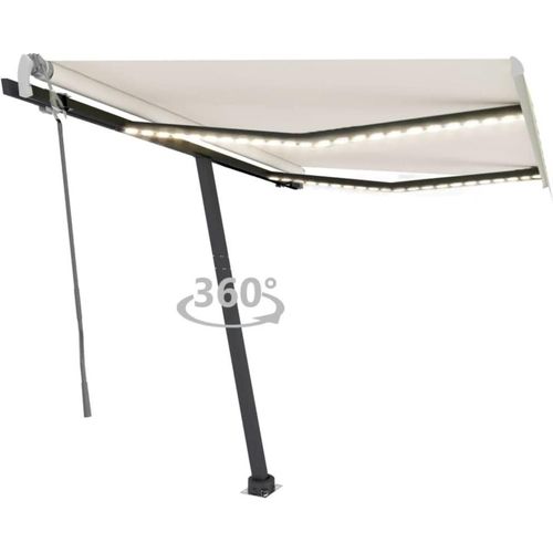 Markise Manuell Einziehbar mit LED 300x250 cm Creme