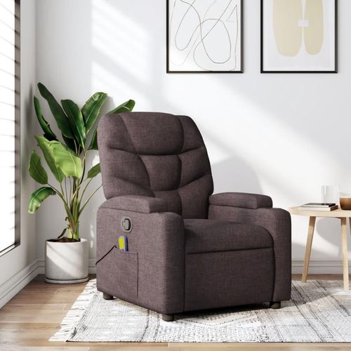 Massagesessel Dunkelbraun Stoff 372458
