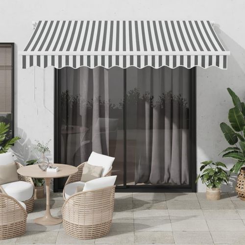 Markise mit LED-Beleuchtung Manuell Anthrazit & Weiß 300x250 cm