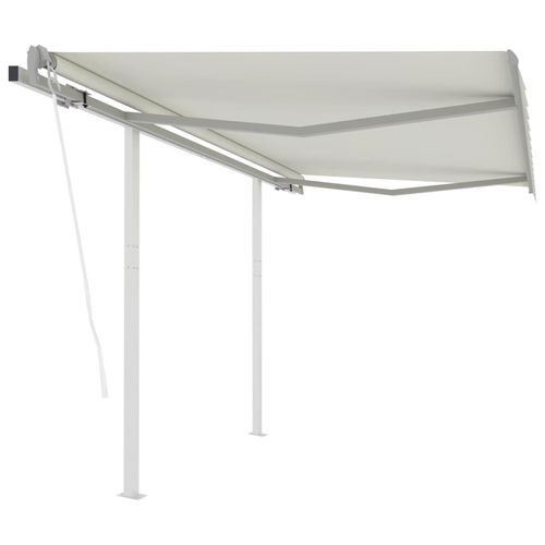 Markise Automatisch Einziehbar mit Pfosten 3x2,5 m Creme