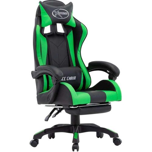 Gaming-Stuhl mit Fußstütze Grün und Schwarz Kunstleder