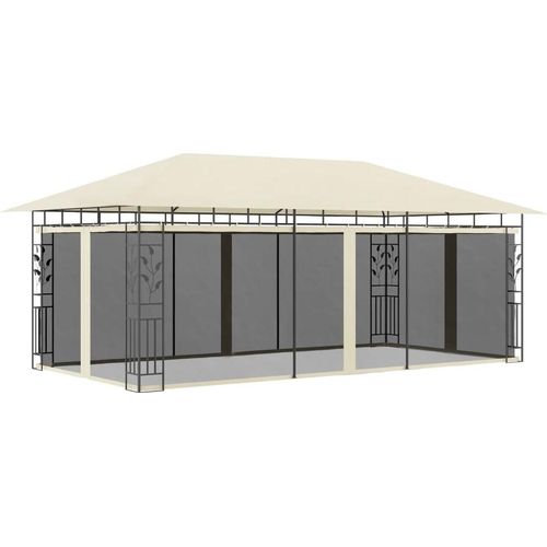 Pavillon mit Moskitonetz 6x3x2,73 m Creme