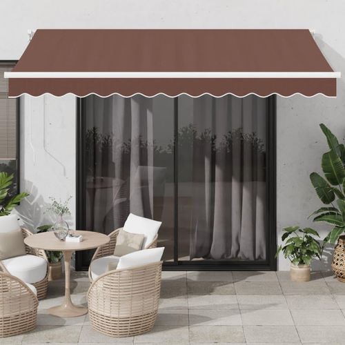 Markise Manuell mit LED Braun 350x250 cm