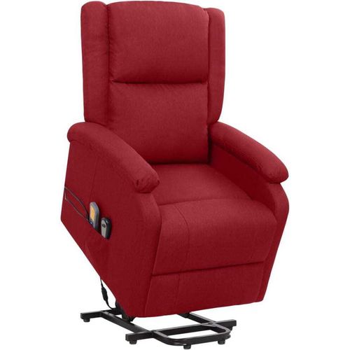 Massagesessel mit Aufstehhilfe Weinrot Stoff 329712