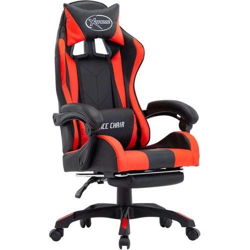 Gaming-Stuhl mit Fußstütze Rot und Schwarz Kunstleder