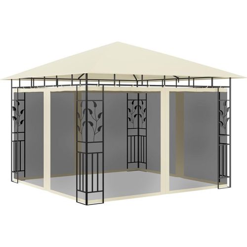 Pavillon mit Moskitonetz 3x3x2,73 m Creme 180 g/m²