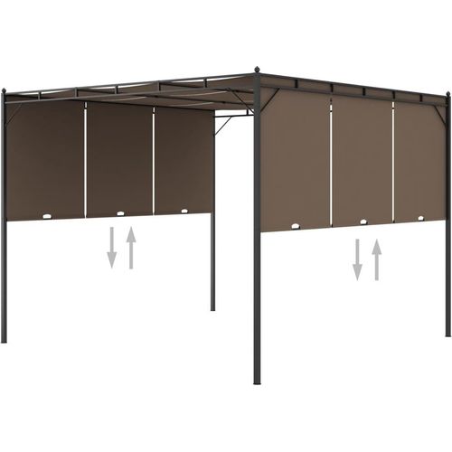 Gartenpavillon mit Seitenvorhang 3x3x2,25 m Taupe