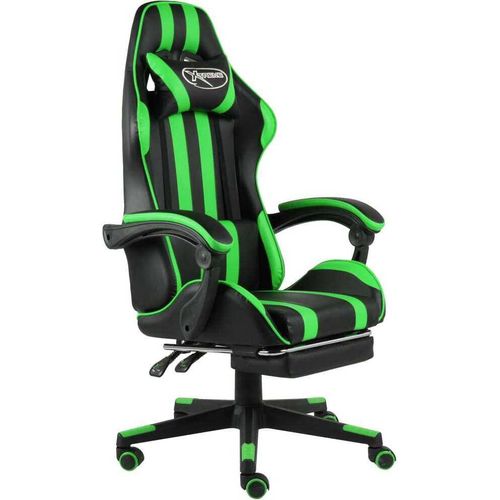Gaming-Stuhl mit Fußstütze Schwarz und Grün Kunstleder