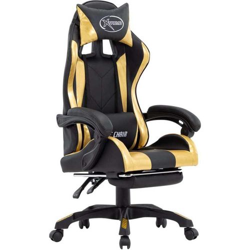 Gaming-Stuhl mit Fußstütze Golden und Schwarz Kunstleder